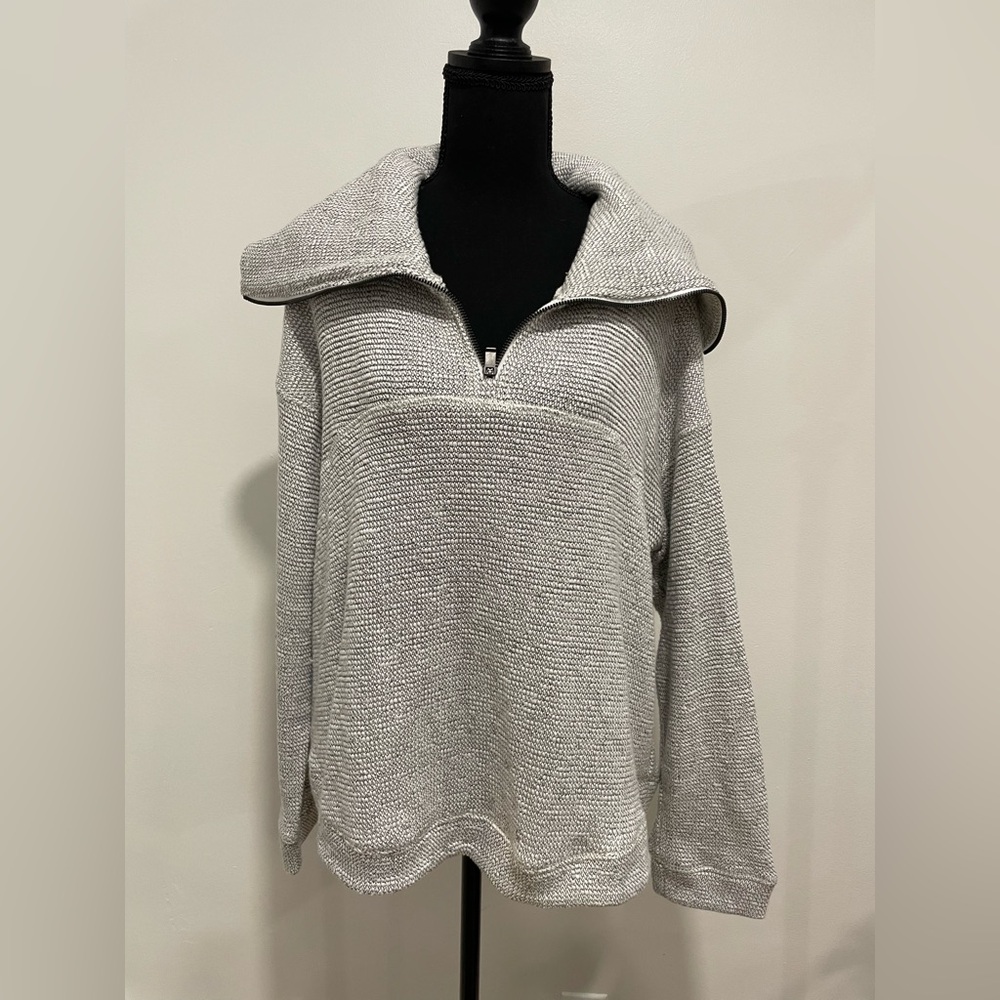 Cozy Gray Women's Pullover Sweater XL half zipper lounge wear 90 Degrees soft